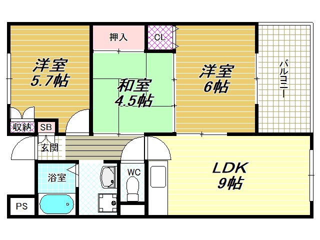 柏原市上市のマンションの間取り