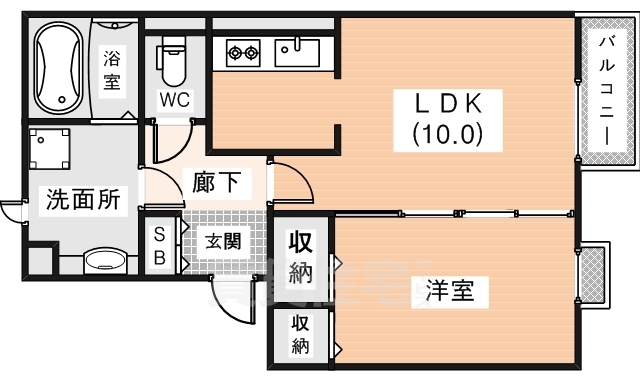 奈良市押熊町のアパートの間取り