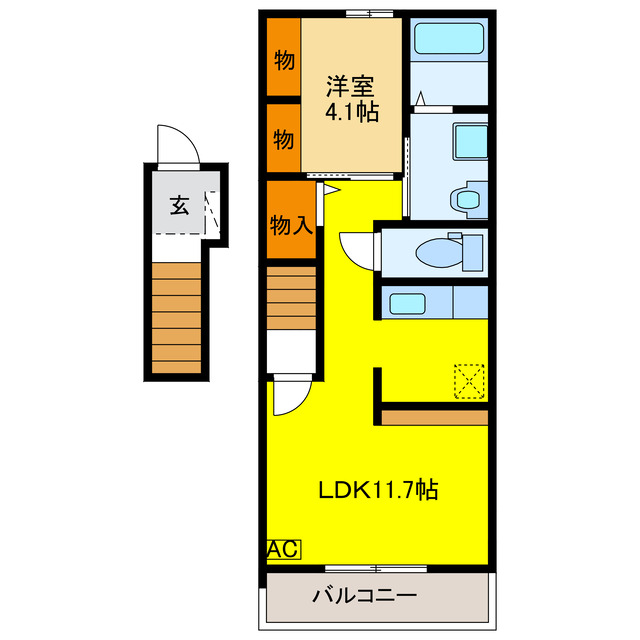 岐阜市東中島のアパートの間取り