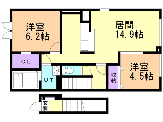 苫小牧市豊川町のアパートの間取り