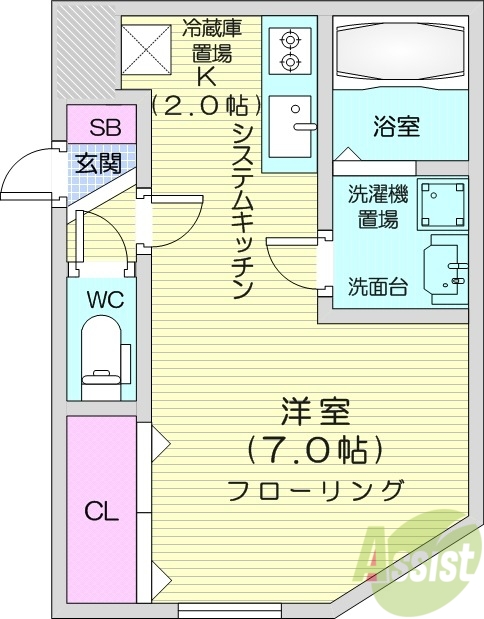 札幌市西区発寒九条のマンションの間取り