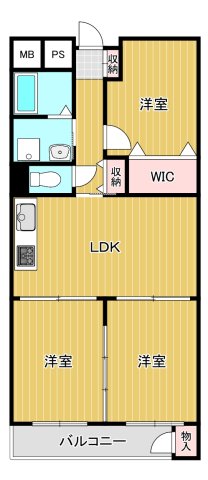 豊中市上新田のマンションの間取り