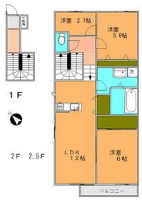 糸島市荻浦のアパートの間取り