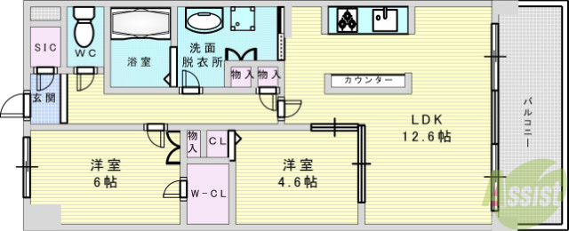 吹田市津雲台のマンションの間取り