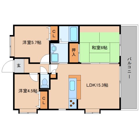 大和高田市三和町のマンションの間取り