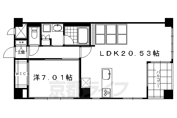 京都市東山区中之町のマンションの間取り