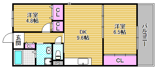 神戸市長田区西山町のマンションの間取り