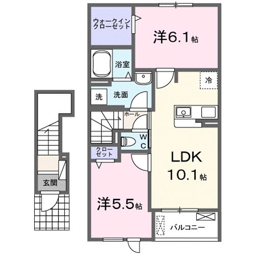 笠岡市絵師のアパートの間取り