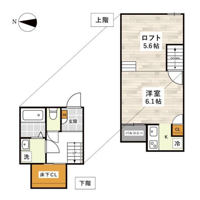 熊本市中央区坪井のアパートの間取り