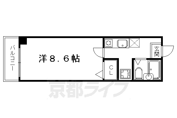 京都市左京区一乗寺高槻町のマンションの間取り