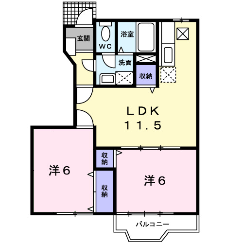 南アルプス市下宮地のアパートの間取り