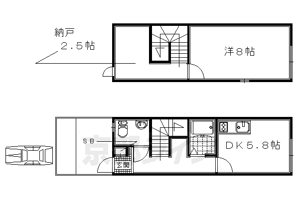 宇治市莵道のアパートの間取り