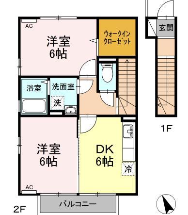 山形市花楯のアパートの間取り