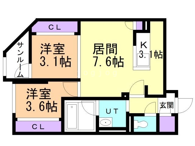 札幌市豊平区豊平一条のマンションの間取り