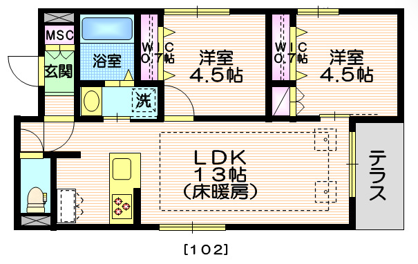 世田谷区桜新町のマンションの間取り