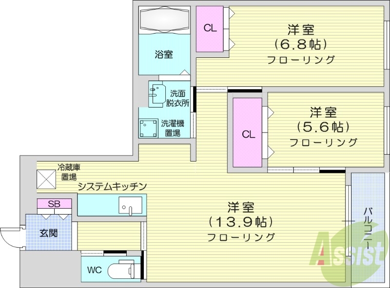 仮)グランメール白石中央2-4の間取り