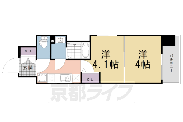 京都市南区吉祥院西ノ庄西浦町のマンションの間取り