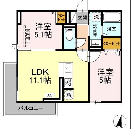 江戸川区鹿骨町のアパートの間取り