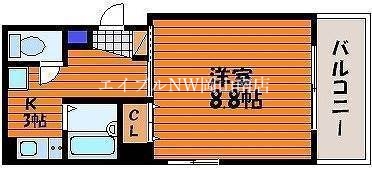 岡山市北区厚生町のマンションの間取り