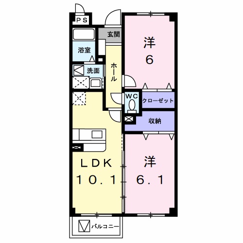 松江市国屋町のマンションの間取り