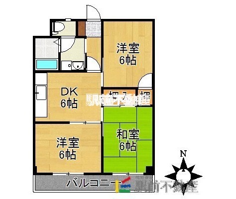 久留米市大善寺町夜明のマンションの間取り