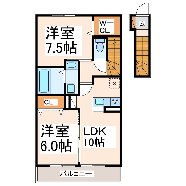 熊本市中央区横手のアパートの間取り