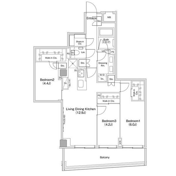 【目黒区青葉台のマンションの間取り】