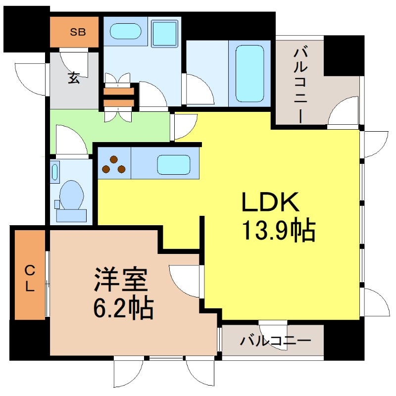 地下鉄鶴舞線 丸の内駅 徒歩5分 25階建 築3年の間取り写真
