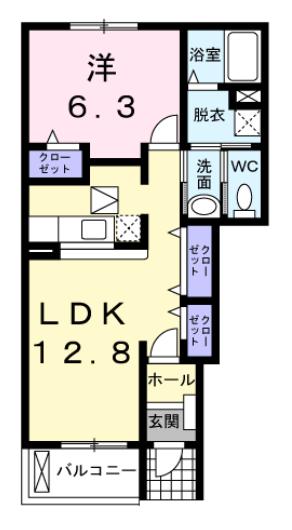 愛知県豊明市新栄町３（アパート）の賃貸物件の間取り