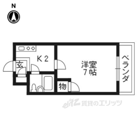 京都市右京区太秦北路町のマンションの間取り