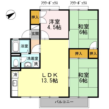 春日市平田台のアパートの間取り