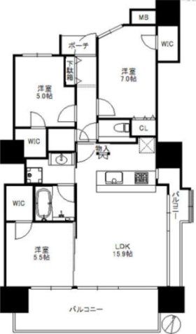 シティタワー西新の間取り