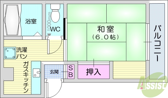 岩沼市館下のマンションの間取り