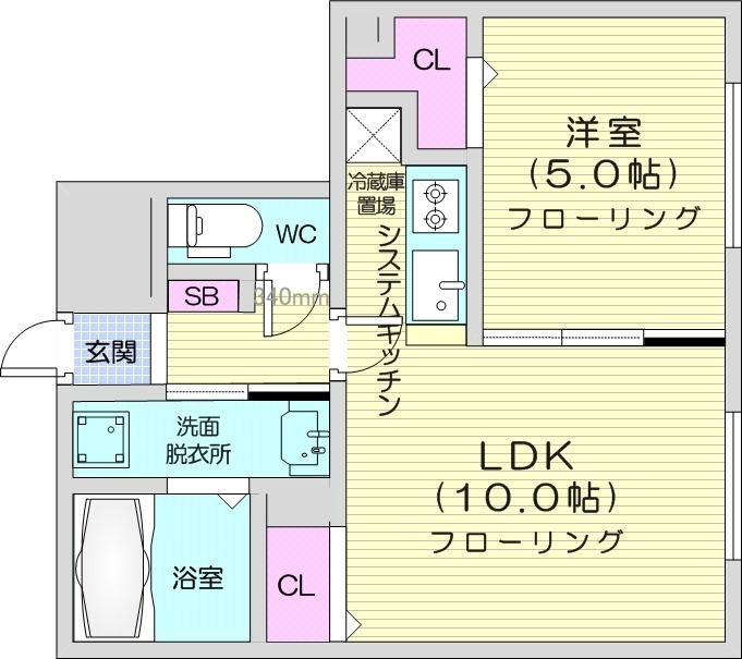 グランメール　クレール苗穂の間取り