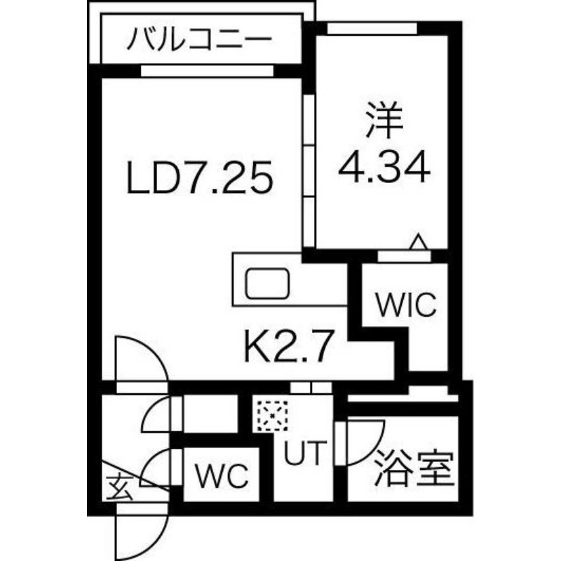 札幌市中央区南十九条西のマンションの間取り