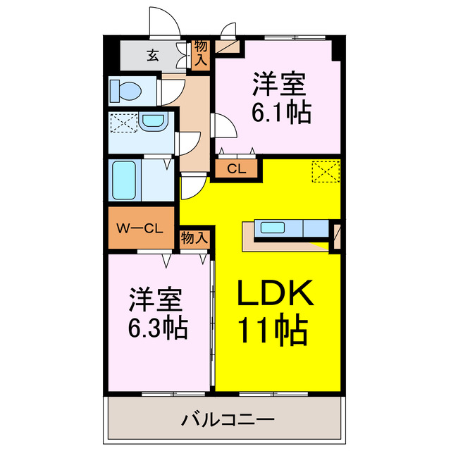 【古河市旭町のマンションの間取り】