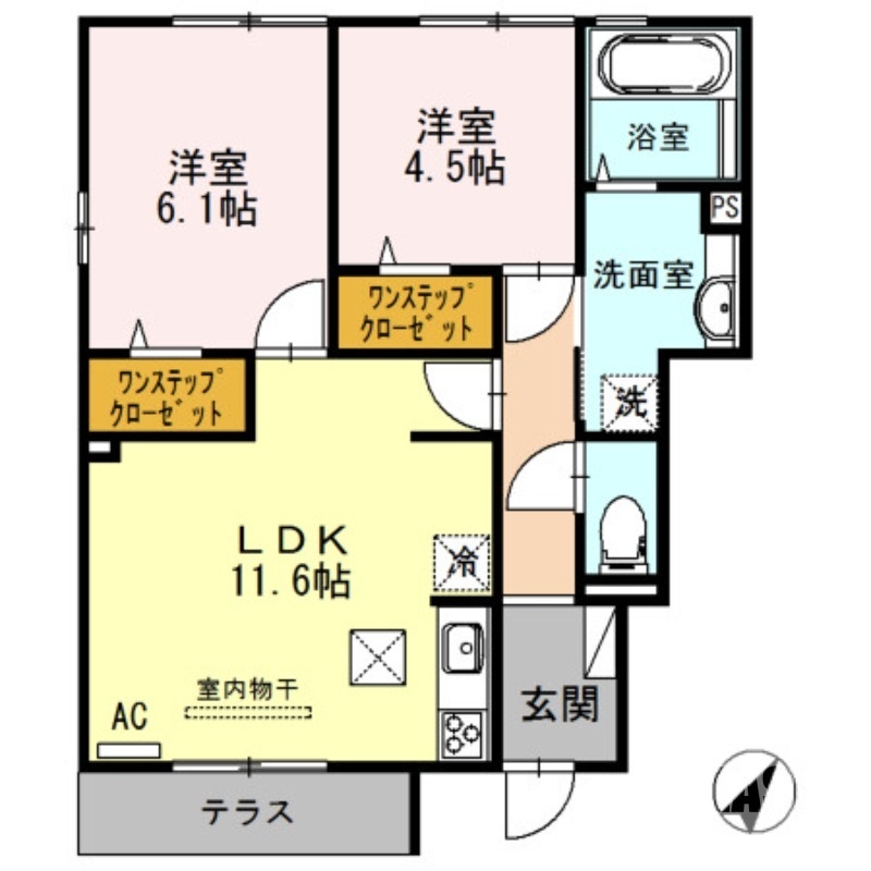 富田林市南大伴町のアパートの間取り