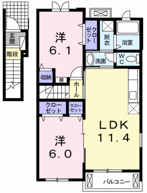 紀の川市貴志川町前田のアパートの間取り