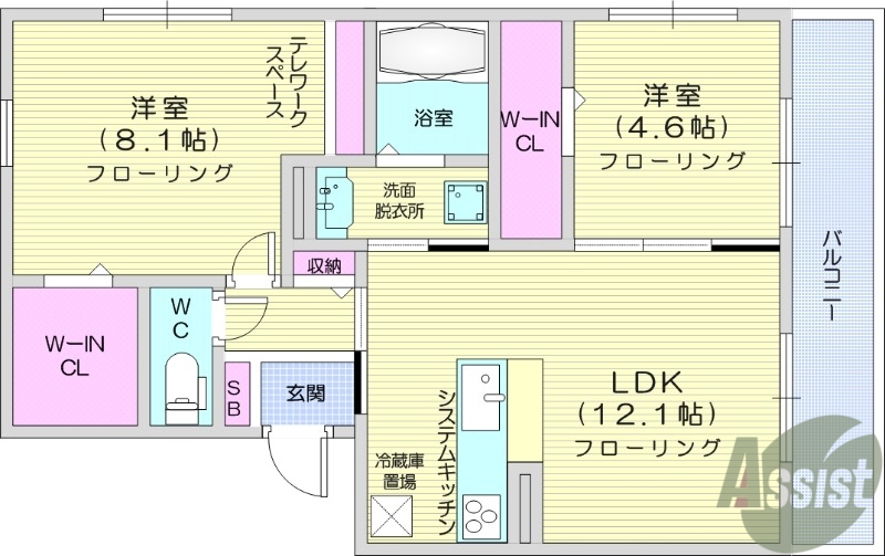 多賀城市大代のアパートの間取り