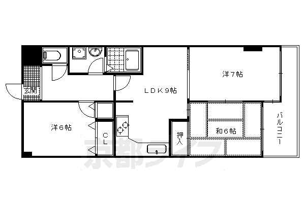 京都市左京区一乗寺地蔵本町のマンションの間取り