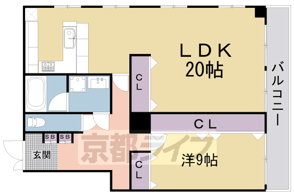 京都市上京区稲葉町のマンションの間取り