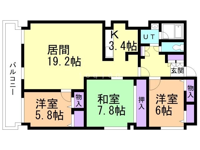 【帯広市西十条南のマンションの間取り】