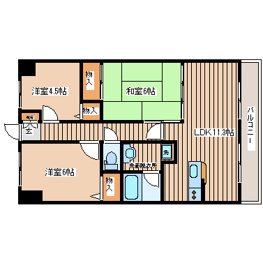 仙台市青葉区栗生のマンションの間取り