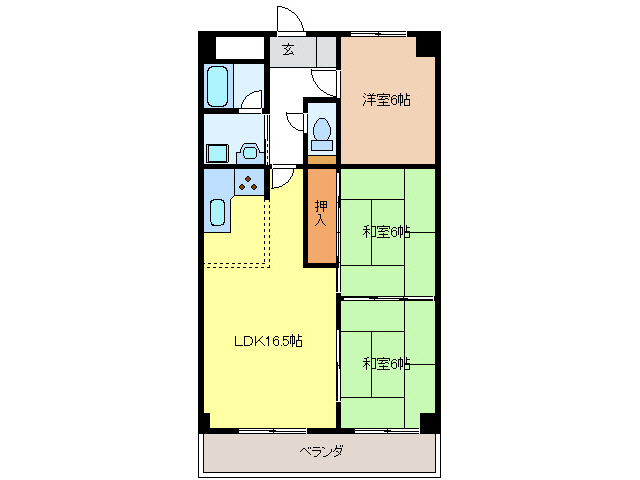 岐阜市北島のマンションの間取り