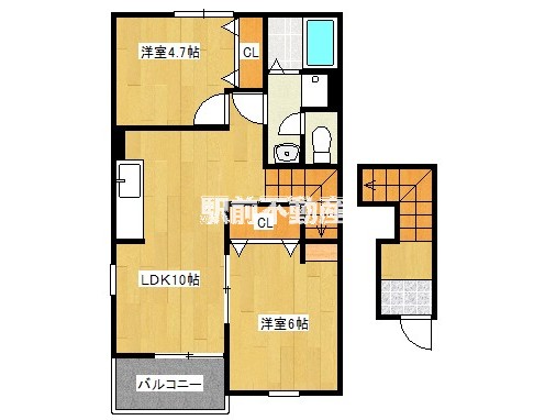 三潴郡大木町大字八町牟田のアパートの間取り