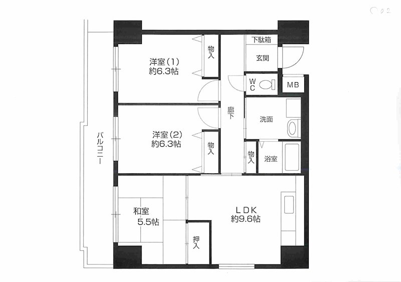 京都市中京区亀屋町のマンションの間取り