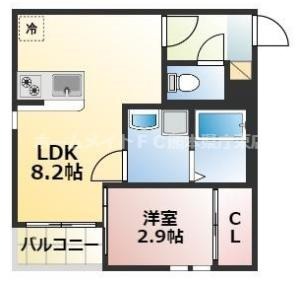 熊本市中央区黒髪のアパートの間取り