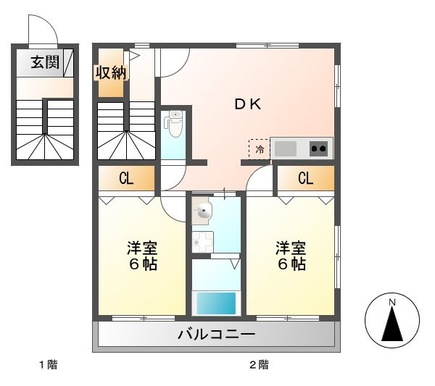 熊本市南区日吉のアパートの間取り