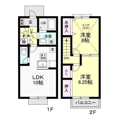 那珂市瓜連のアパートの間取り