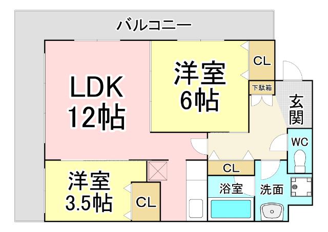 北九州市小倉北区馬借のマンションの間取り